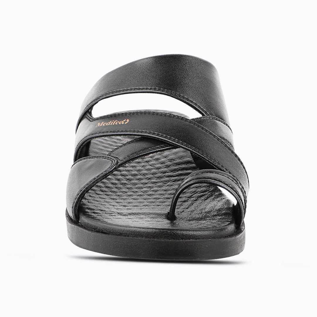 Super Comfortable Men’s Leather Slippers with Toe Ring